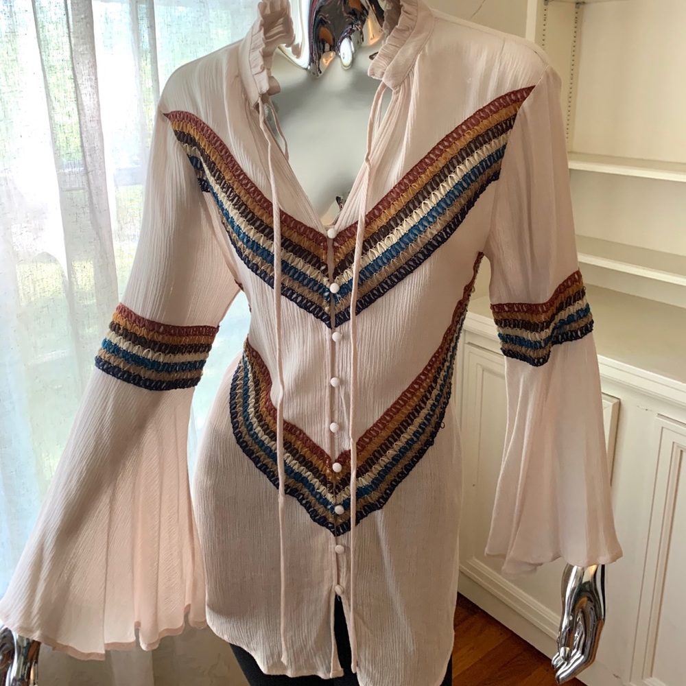 Embroidered button up shirt